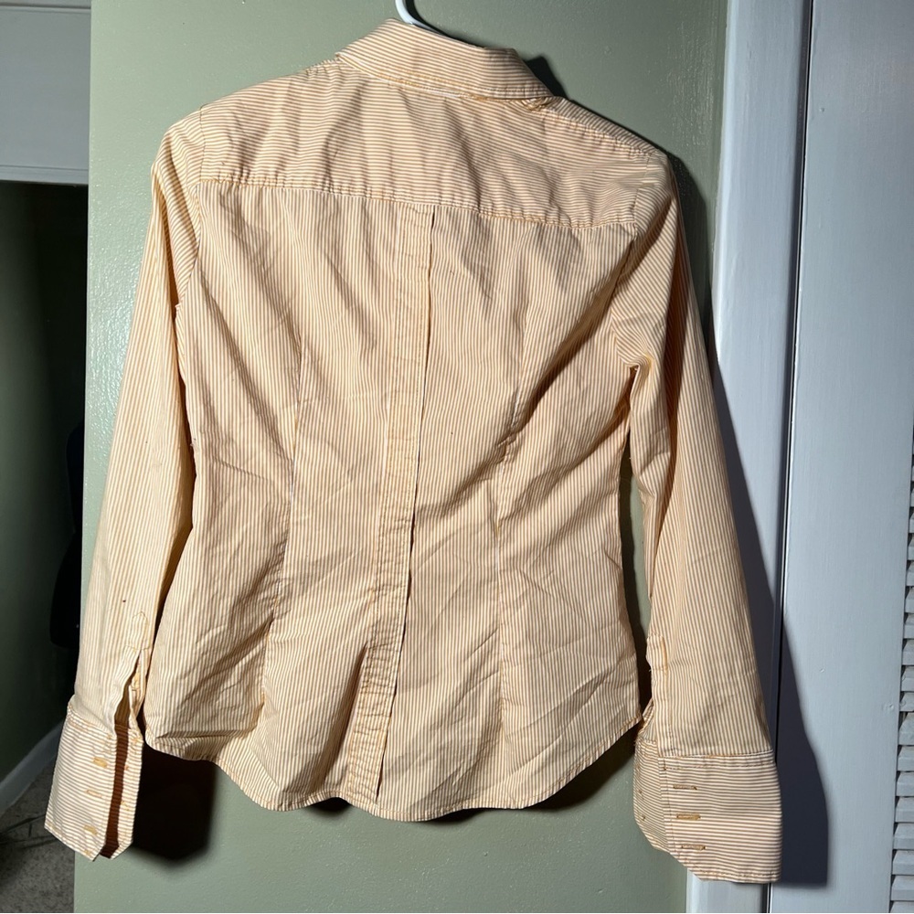 New York & Co Button Down Shirt Yellow White Pinstripes S - Picture 5 of 8